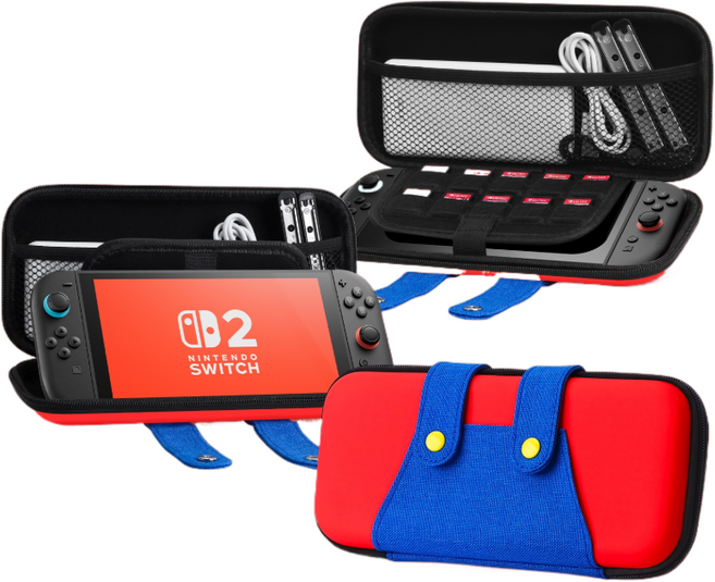 Silk Road 닌텐도 스위치2 케이스 하드 파우치 충격방어케이스, 1개, 레드블루, SW2