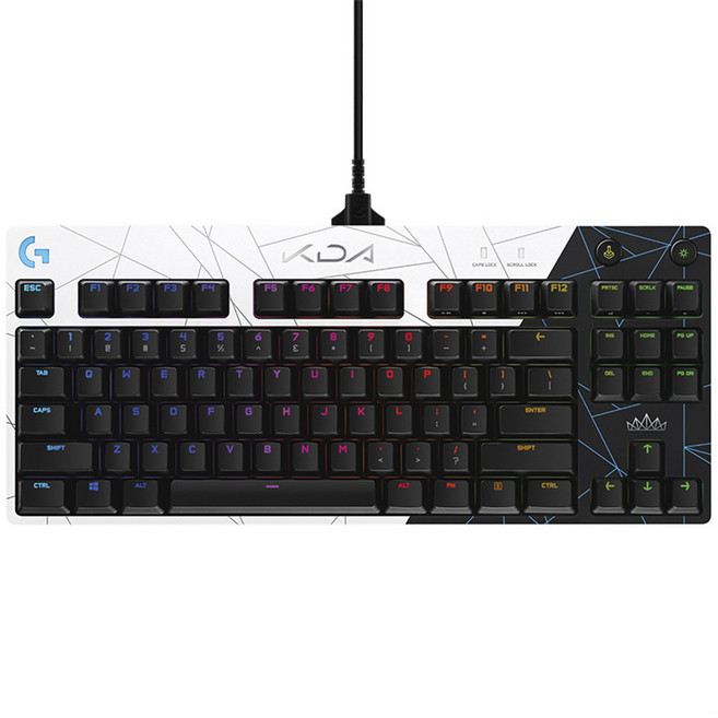 로지텍 G 프로 유선키보드, K/DA, GX 브라운 T 기계축, 텐키리스