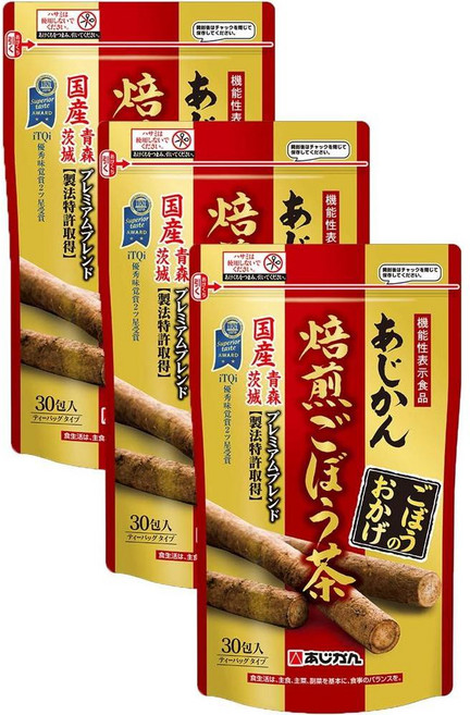 프리미엄 블렌드 우엉 볶음 아지칸 우엉차 90팩 세트 (30팩 x 3봉), 3개, 1g