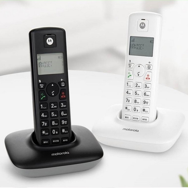 KT SK 모토로라 무선전화기 발신자표시 소리큰 스피커폰 식당 집전화기 추가증설4대, 블랙