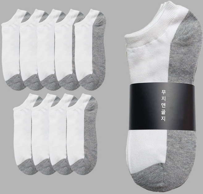 무지앤골지 국산 10켤레 남성 무지 / 포인트 스니커즈양말(혼합가능)