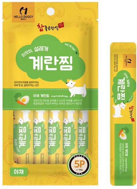 헬로도기 강아지 설레개 간식, 1개, 100g, 혼합맛(계란/야채)