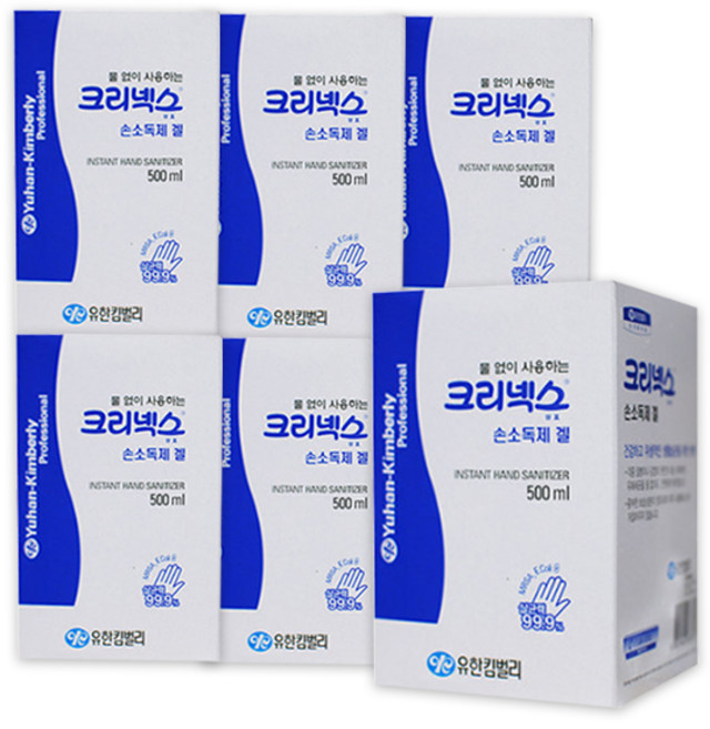 크리넥스 물 없이 사용하는 손소독제 겔 리필용, 6개, 500ml