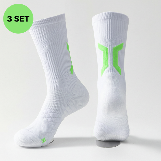포티나인 하이 러닝 스포츠 양말 장목 남여공용, 화이트 - 3P
