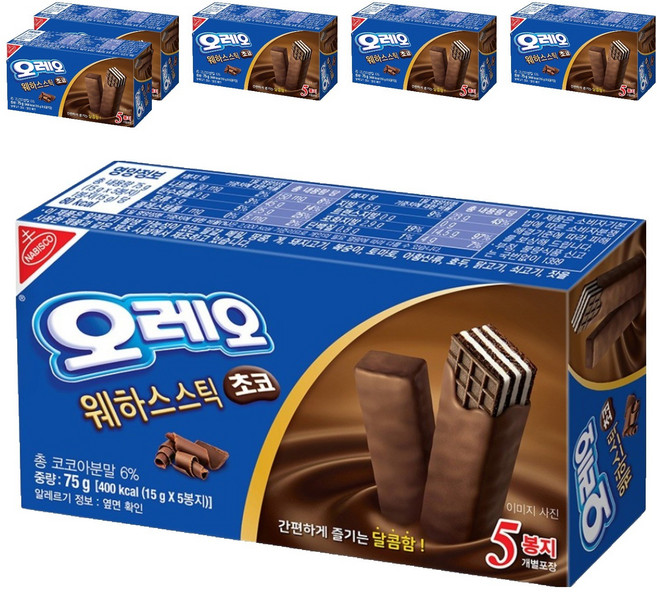 오레오 동서식품 초코웨하스 스틱, 75g, 6개