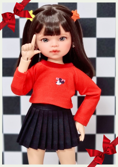 #파올라레이나 32cm 옷( 미키레드 크롭티셔츠 )[마구샵]#구체관절인형#bjd#인형옷#다락아이#관절바디#완제품, 1개