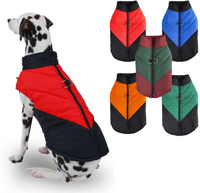 간편 대형견 패딩조끼, 레드, 1개