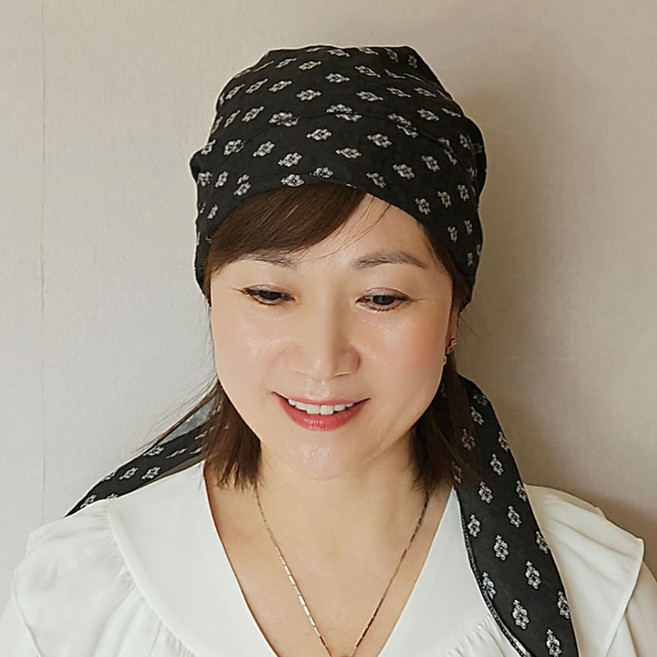 데일리 사계절 패턴 꼬리 두건 여성 비니 반다나 모자