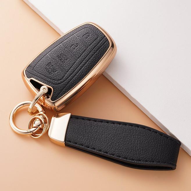 호환 현대 스마트키 키케이스 그랜저HG 신형에쿠스 제네시스DH 싼타페DM 윈밀리언 맥스크루즈 4버튼용 적용 키홀더 TPJP-Yazun, H-03, 블랙