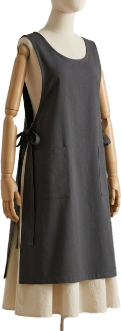 AREEZEN 브랜드공정 체형커버 원피스형 옆트임 코튼 앞치마, 1개, 딥브라운