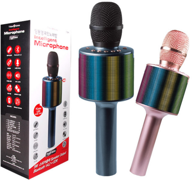 티블루 블루투스 마이크 노래방 무선 딩동댕국민노래방 T-800s, 블랙, 1개