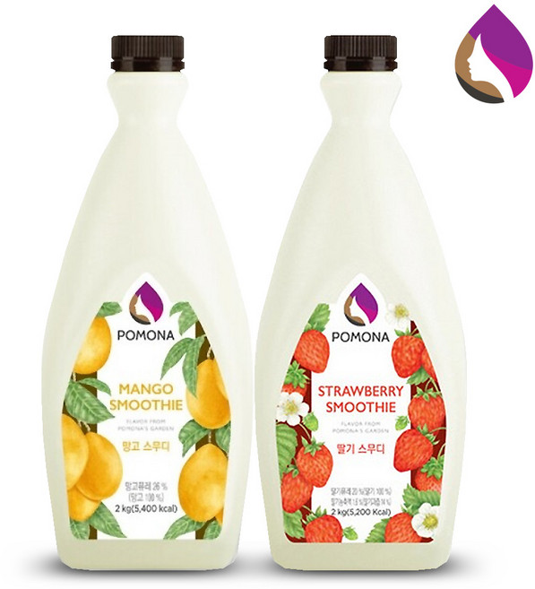 포모나 망고 스무디 2kg+딸기 스무디 2kg/에이드/음료/쉐이크, 2개, 2L