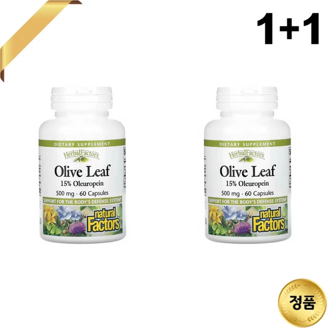 네츄럴팩터스 허발펙터스 올리브잎 500 mg 60캡슐, 2팩, 60정 - 쿠팡