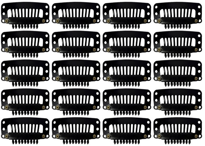 루시피 9발 가발 똑딱이핀, 20개, 블랙