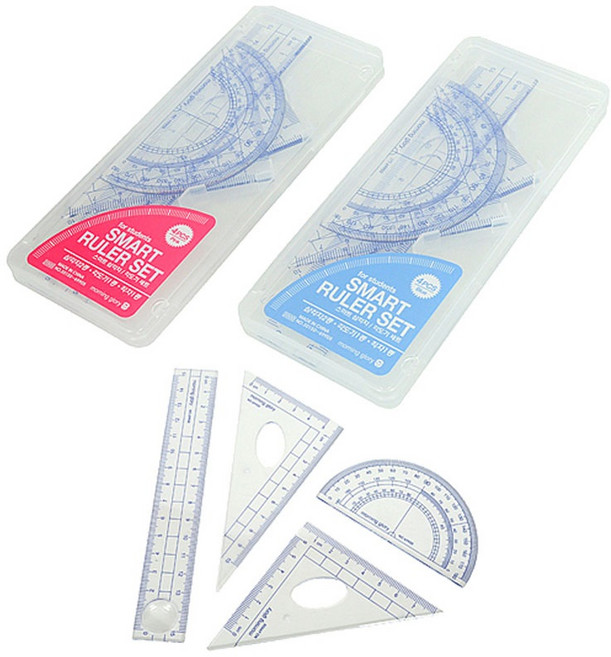 모닝글로리 스마트 삼각자 + 각도기, 블루, 1개