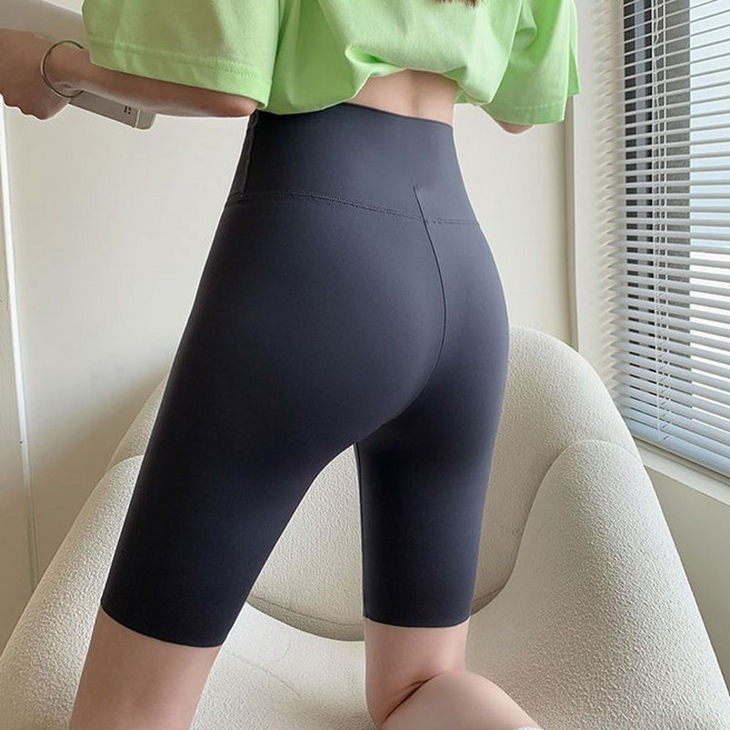 緊身五分褲 彈力 內搭 瑜珈打底褲 女 夏季薄款 外穿安全褲 高腰防走光
