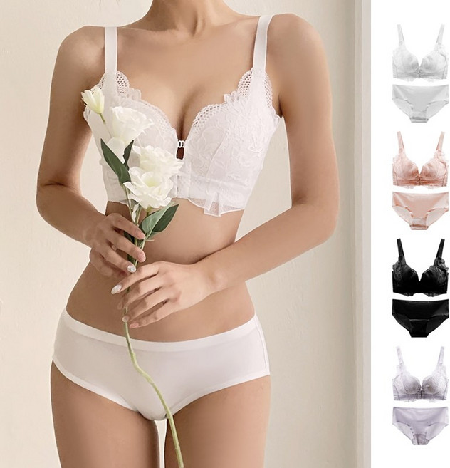 이너리티 레이스 볼륨 4단 앞후크 브라 세트