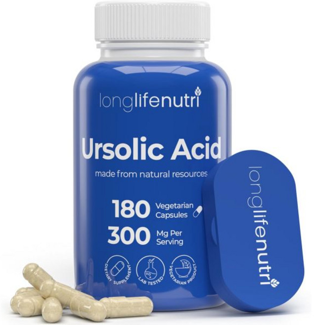 LongLifeNutri Ursolic Acid 300mg - Sourced from Rosemary Leaf Extract 180 Vegetarian Capsules Su, 180 Count (Pack of 1), 1개, 180정