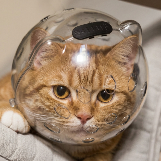 SABUDU 강아지 고양이 입마개 우주선 안전 헬멧, 1개, 클리어 투명