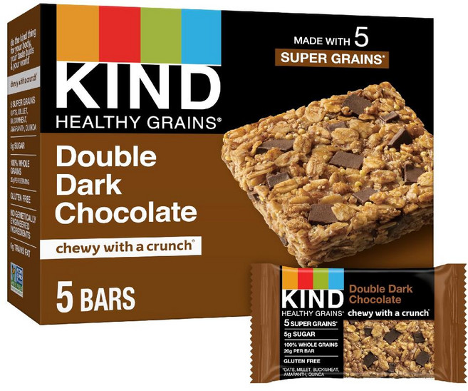 KIND 35g 5개입 그레인바 다크 초콜릿 글루텐 프리, 더블 다크초콜릿, 1개