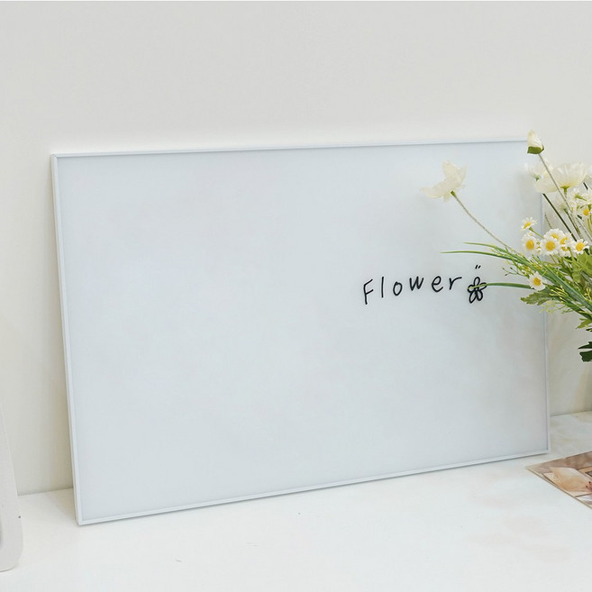 난반사유리칠판 600x400mm 초슬림베젤 화이트 럭시 벽걸이 글라스보드