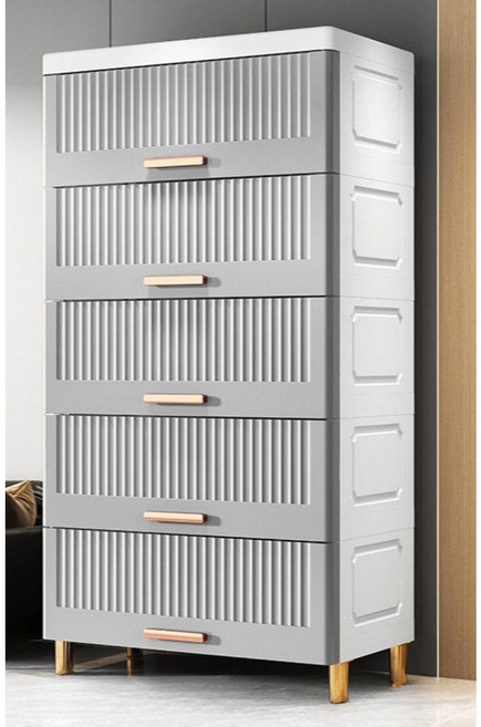 드레스룸서랍장 와이드 플라스틱 수납 대형, 1개, P. 60너비 그린 5단