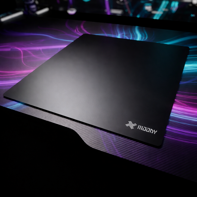 Moody 무디 게이밍 강화유리 마우스패드 슬라이딩 대형 450x400, 1개, 블랙