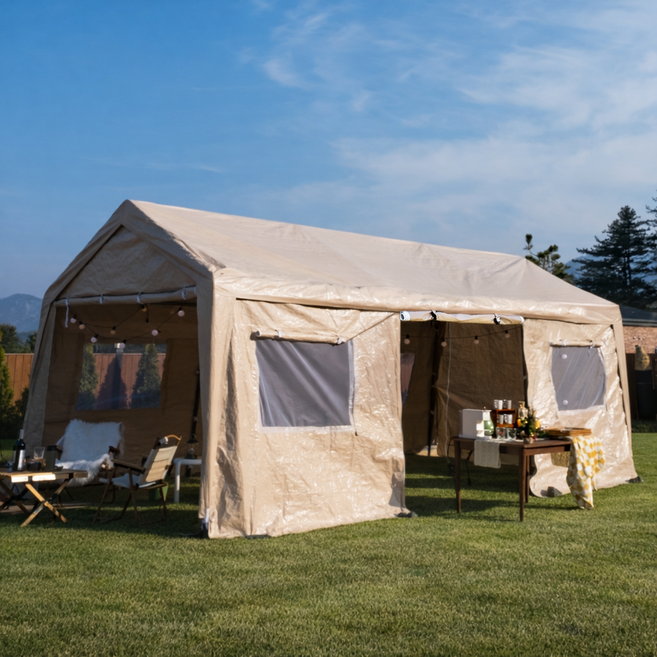 심플앤 대형 차량용 캐노피 행사용 천막 간이 주차장 3x6 사이드도어 지퍼형