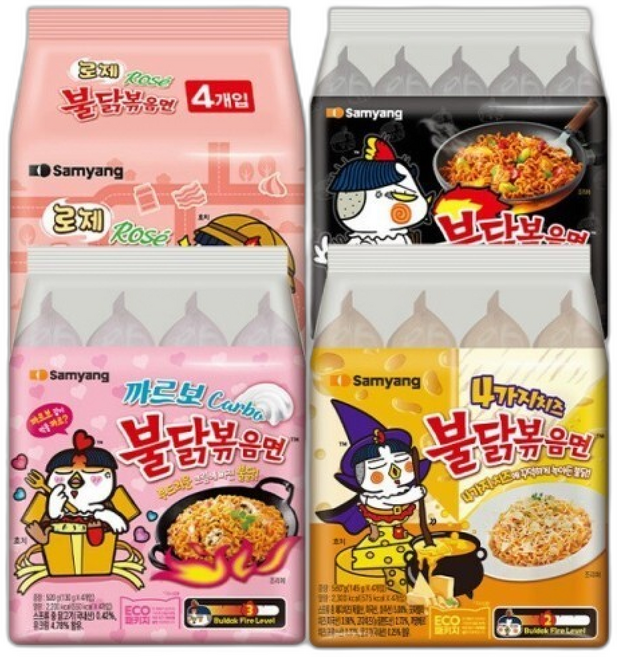 삼양 봉지 라면 멀티 총 불닭볶음면 로제 까르보 4가지치즈, 1팩