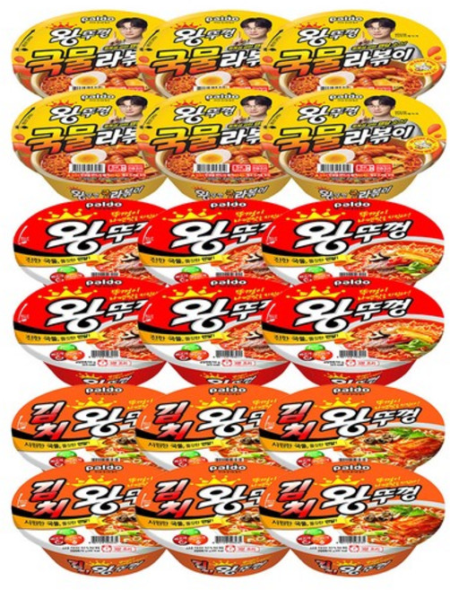 왕뚜껑 라볶이 130g x6개+왕뚜껑 110g x6+김치왕뚜껑 110g x6