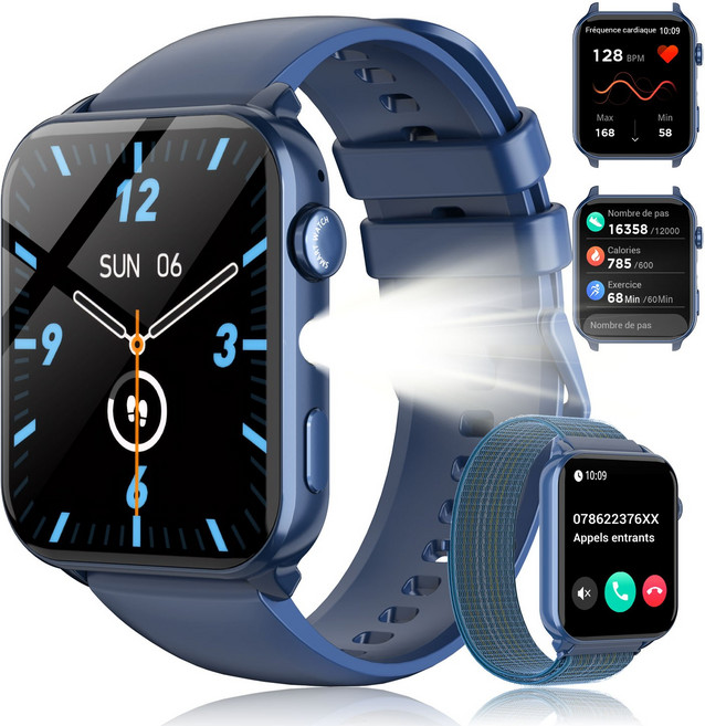 IOWODO 통화가능 스마트 워치 운동측정 1.91인치 대화면 R30MAX 한글판, 블루투스, 3.8cm, 파란색