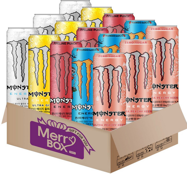 355ml x 15캔 몬스터 에너지 드링크 울트라 펀치 울트라썬라이즈 망고로코 {혼합구성}, 1박스, S07.{울트3+시트3+펀치3+망고3+선라3}