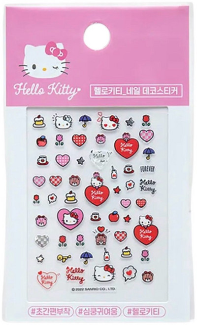 헬로키티 네일 데코 스티커, 3개, 단일