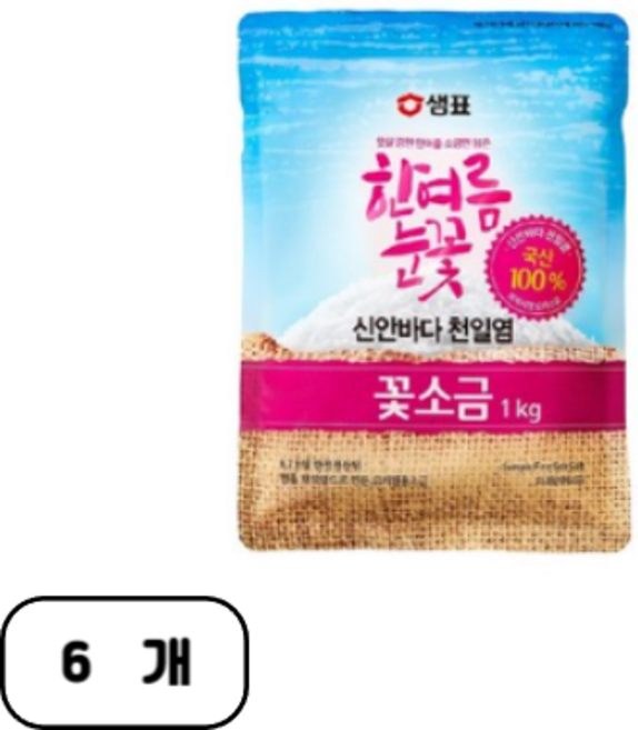샘표 한여름눈꽃 꽃소금, 1kg, 6개
