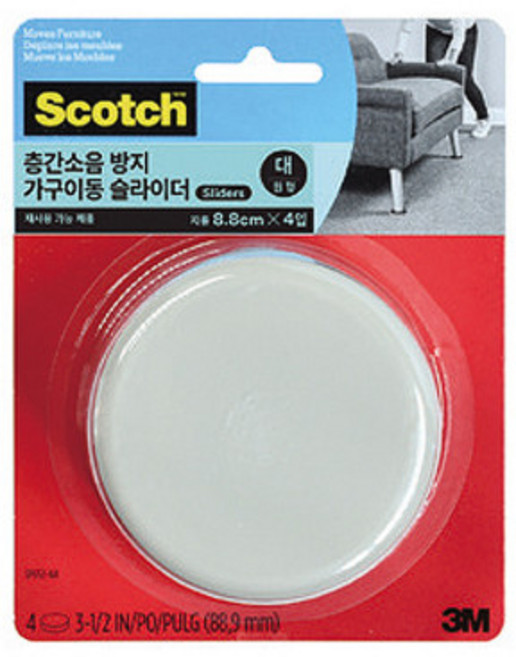 3M 스카치 방지 가구이동 슬라이더 대형 4P 원형, 2개