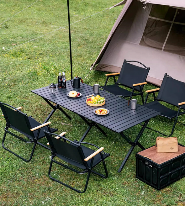 캠핑용 접이식 테이블 의자 세트 고급형 가정용 4인 6인, 카키
