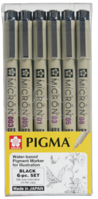 사쿠라 피그마마이크론 블랙6본세트 XSDK-6A, 사쿠라 피그마 블랙 6본세트(XSDK-6A), 1개