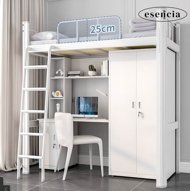 이센시아 올인원 벙커침대 2층 수납계단형침대 책장세트 옷장, 화이트(폭0.9m)+(옷장+책장)