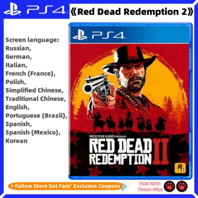 소니 정품 라이선스 플레이스테이션 4 PS4 레드 데드 리뎀션 2 RDR2 게임 CD 게임 카드 Ps5 게임 디스크 레드 데드 리뎀션 2 RDR2, New