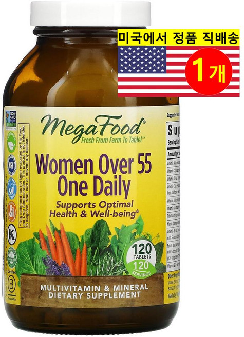MegaFood 메가푸드 55세 이상 여성용 원 데일리 멀티비타민, 1개, 120정