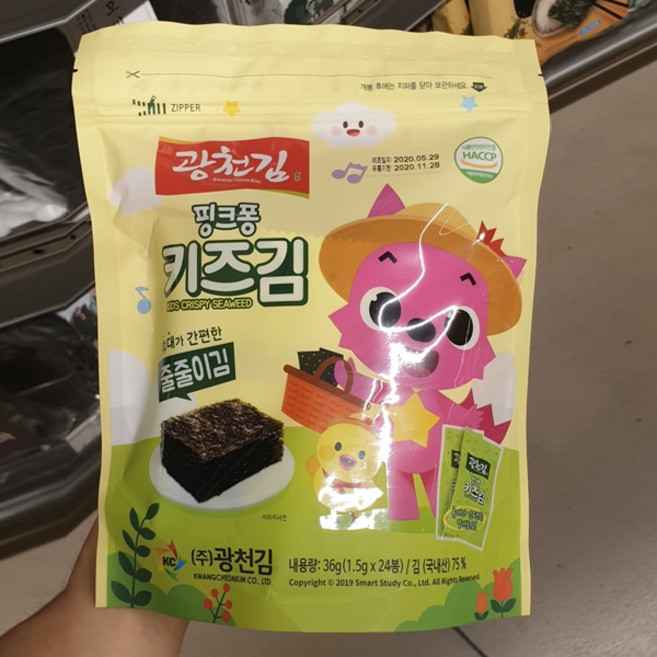 광천김 핑크퐁 키즈 줄줄이김, 1개, 36g