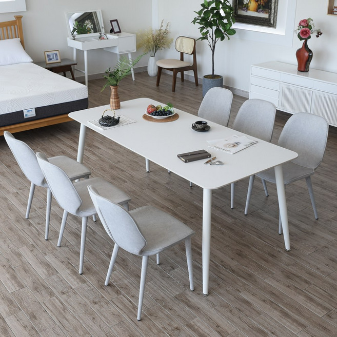 이즈네이처 아이리스 포세린 세라믹 6인용식탁세트 4인용식탁세트, 2.그레이, 6인탁+의자6