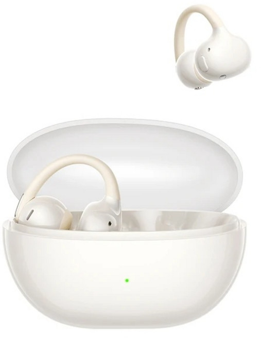 베이스어스 보위 MC2 에어 클립온 TWS 이어버드 이어클립 무선 이어폰 블루투스 6.0 오픈형 이어폰 4-마이크 ENC 클립온 이어버드 헤드폰 클립형 이어폰, 하얀색