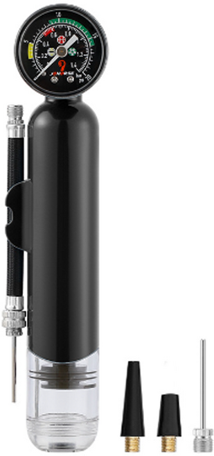 슈아미 휴대용 공기압 계기판 공기 주입기 에어펌프 농구공 축구공 풍선, 블랙, 1개