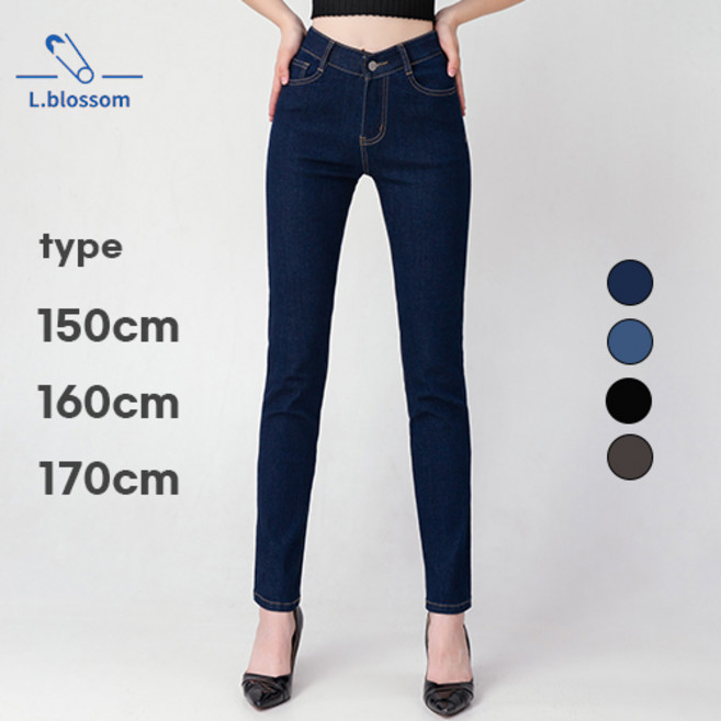 엘블로썸 여성용 스판좋은 히든밴드 슬림 일자 청바지 (3단기장 키별)