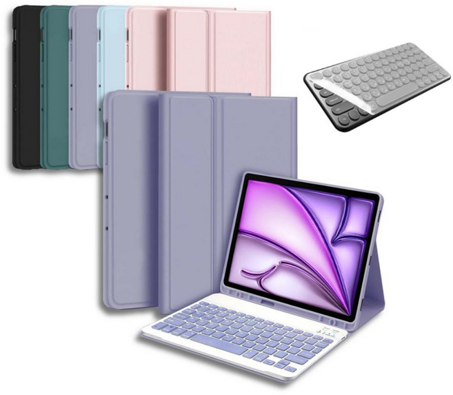 아이패드 에어6 세대 M2 11인치 13인치 호환 애플펜슬 수납 블루투스 무선 키보드 케이스 커버 케이스나라 iPad Air, 핑크