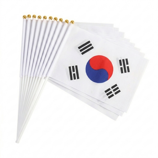 프리미엄 태극기 세트 30cm 고탄성 깃대 2026 북중미 월드컵 축구 응원용품, 10개, 국기