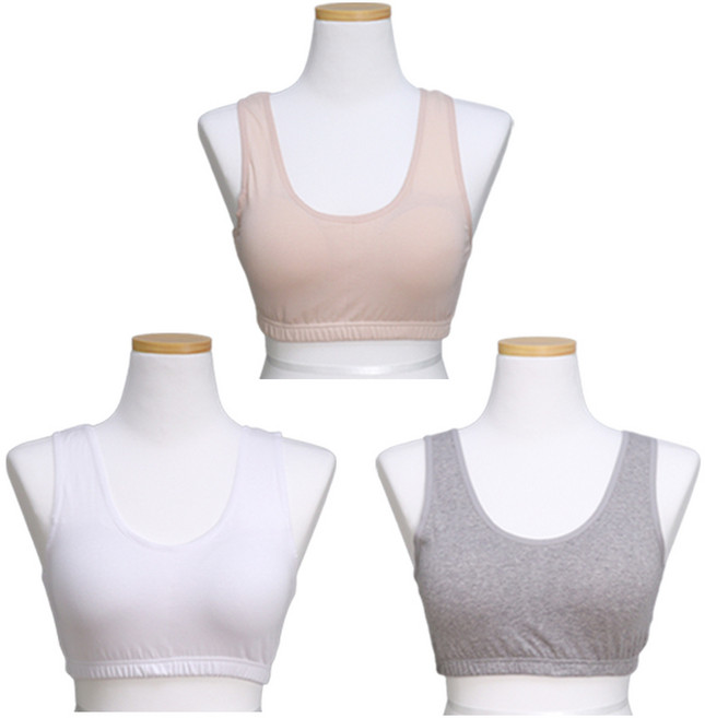 국내산 면 스판 노와이어 스포츠 브라 탑 3종세트