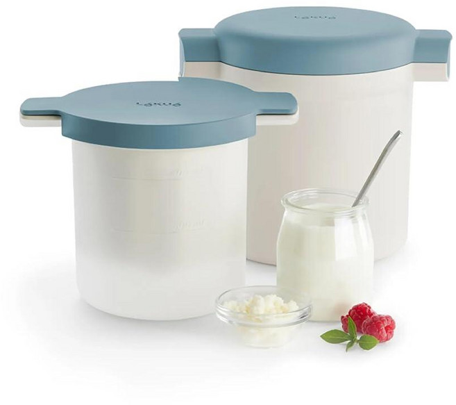 Lekue Lékué 케피어 & 요거트 메이커 | 올인원 키트 - 전기 필요 없이 우유 가열 발효 필터 및 보존 말차 요거트와 같은 레시피와 함께 사용하기 쉬움 건강한, 기본 옵션