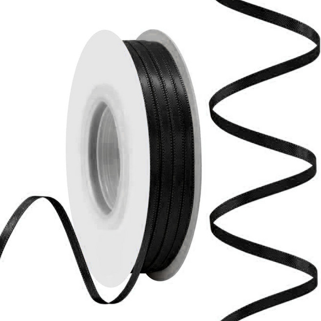 리에본 포장 리본끈 선물포장 얇은 리본, 1개, 43m, 블랙